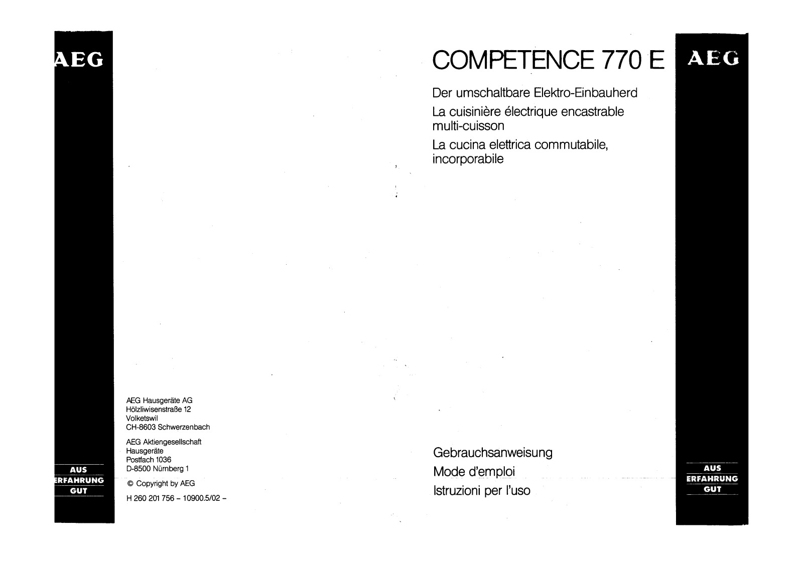 AEG COMPETENCE 770E User Manual