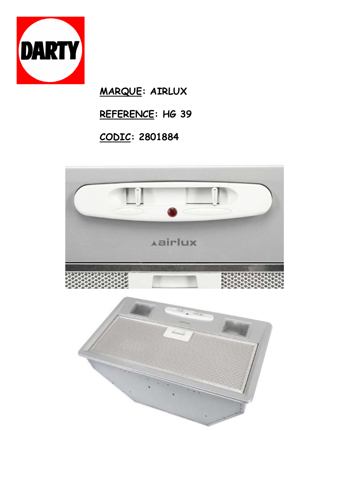 AIRLUX HG39 User Manual