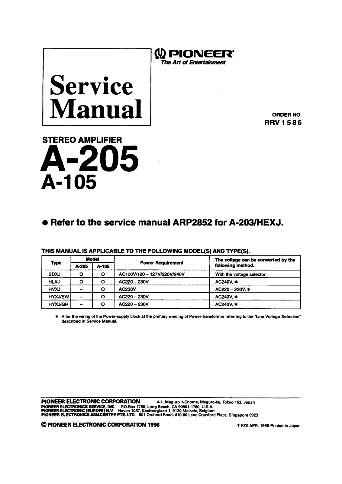 Pioneer A-205 Service manual