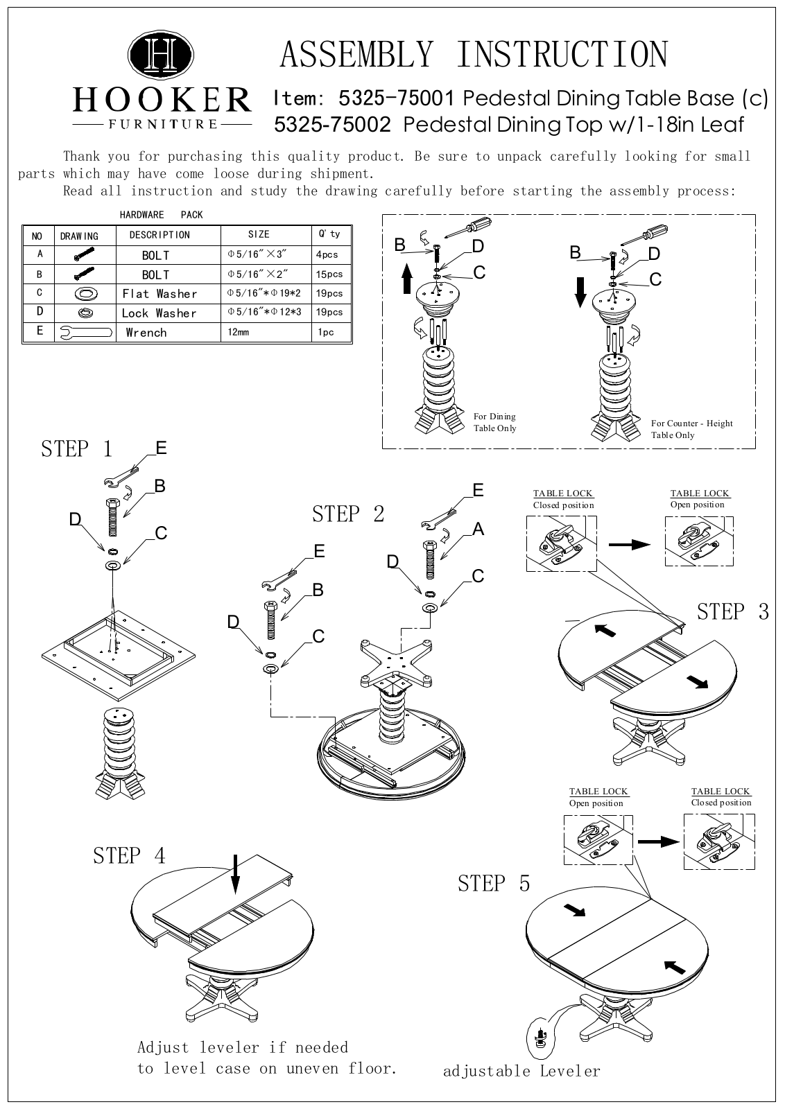 Hooker Furniture 532575203 Assembly Guide - ManualMachine.com