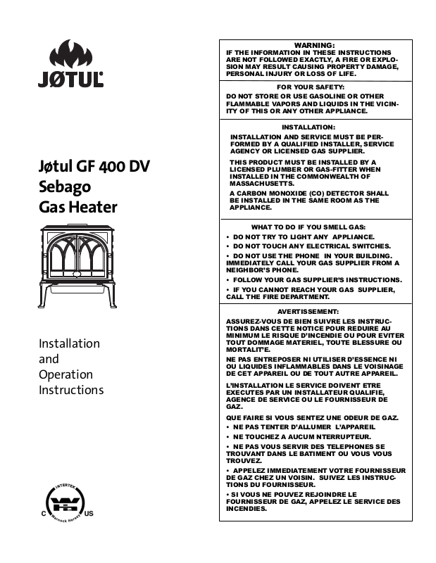 Jotul GF 400 DV User Manual