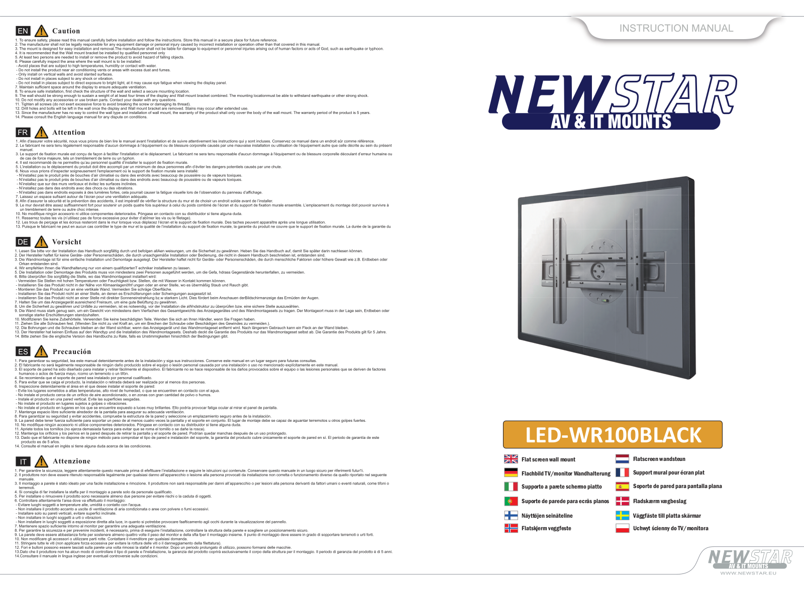 Newstar LED-WR100BLACK User Manual