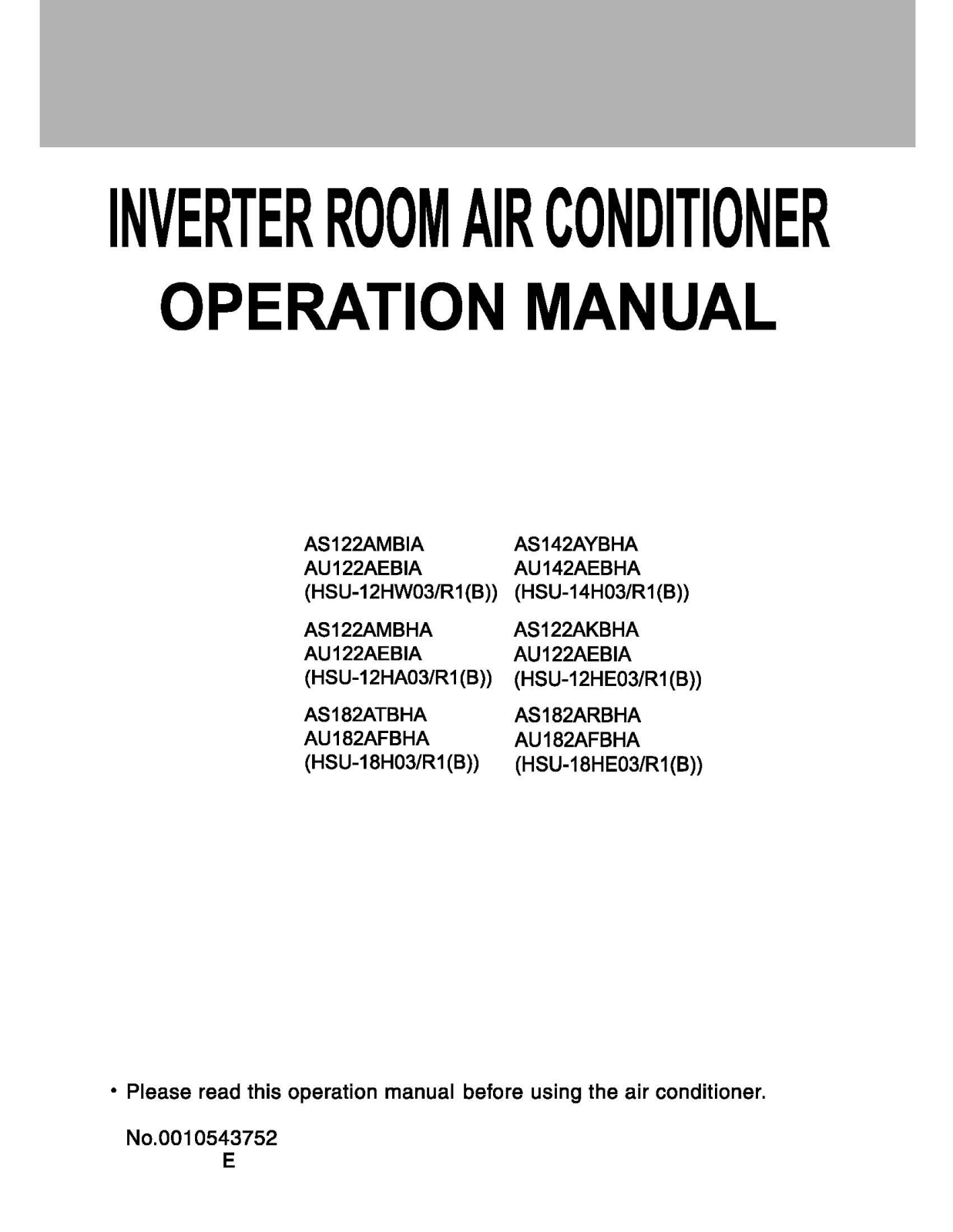 Haier AS122AKBHA user guide manual