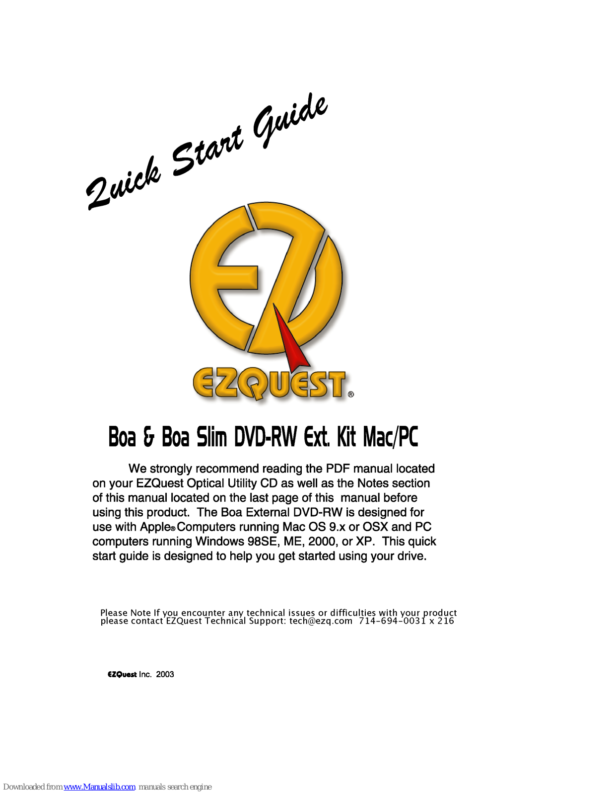 Ezquest Boa K16660, Boa, Boa Slim Quick Start Manual - ManualMachine.com
