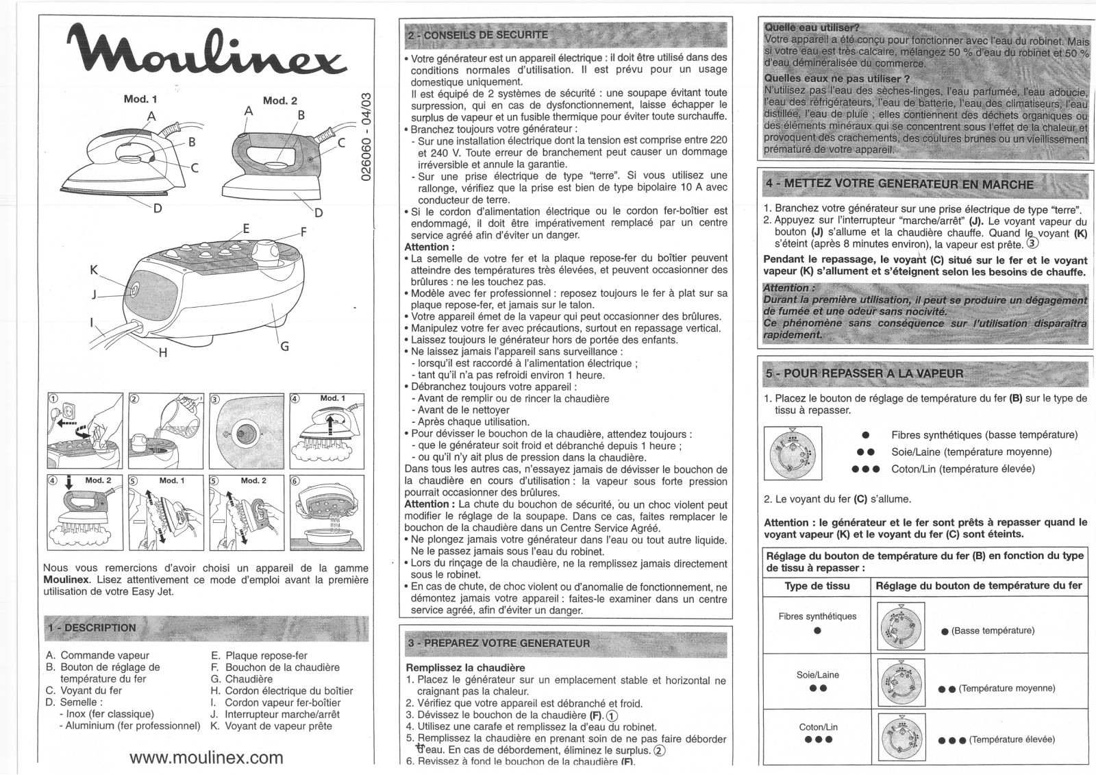 MOULINEX CHG141 User Manual