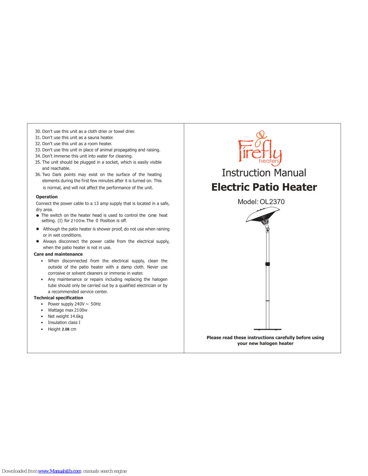 Firefly OL2370 Instruction Manual