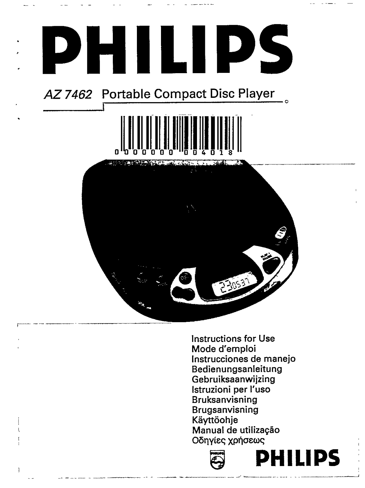 Philips AZ7462/05, AZ7462/00S User Manual