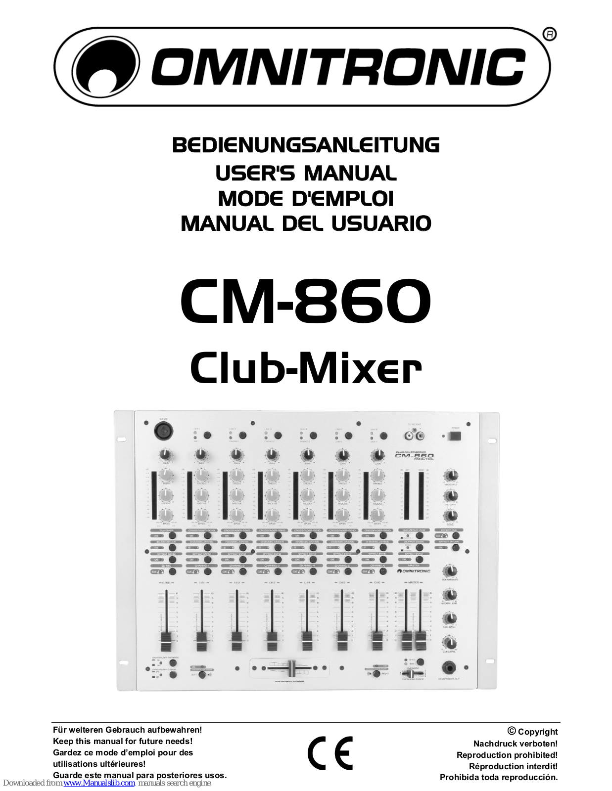 Omnitronic CM-860 Club-Mixer User Manual