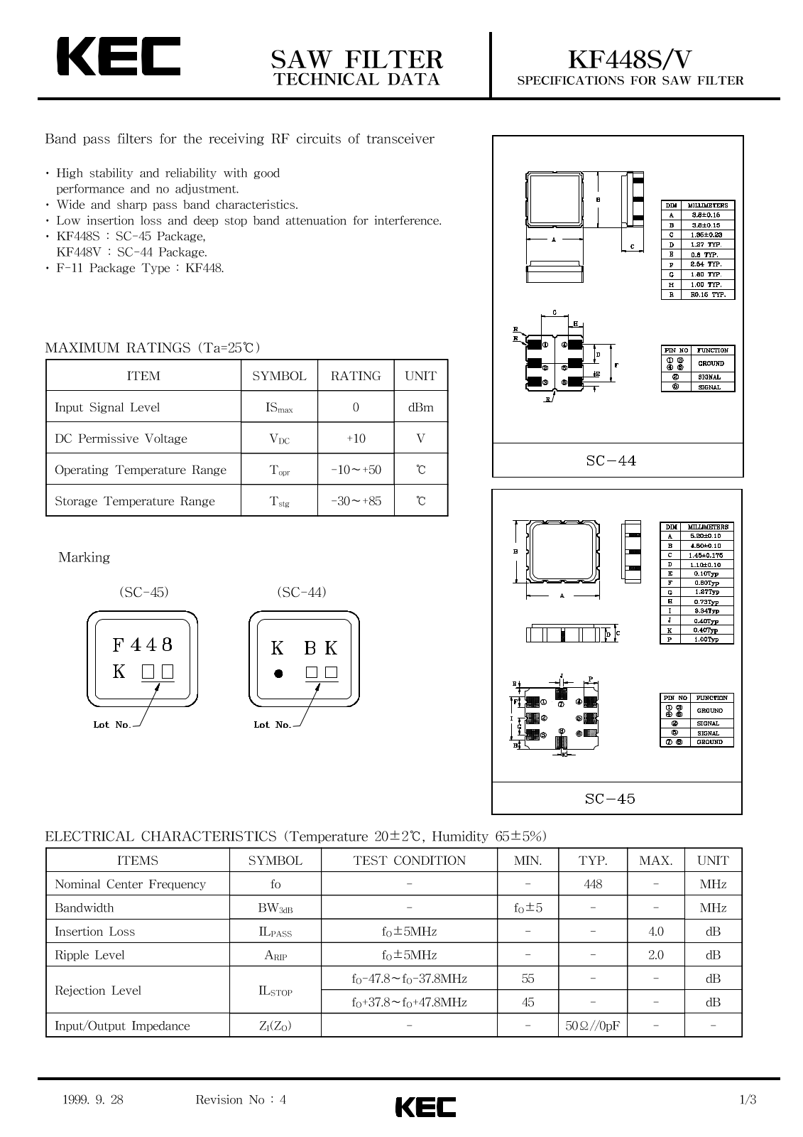 KEC KF448V, KF448S Datasheet