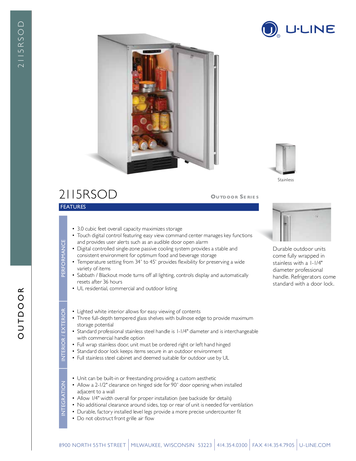 U-Line U-2115RSOD-00 User Manual