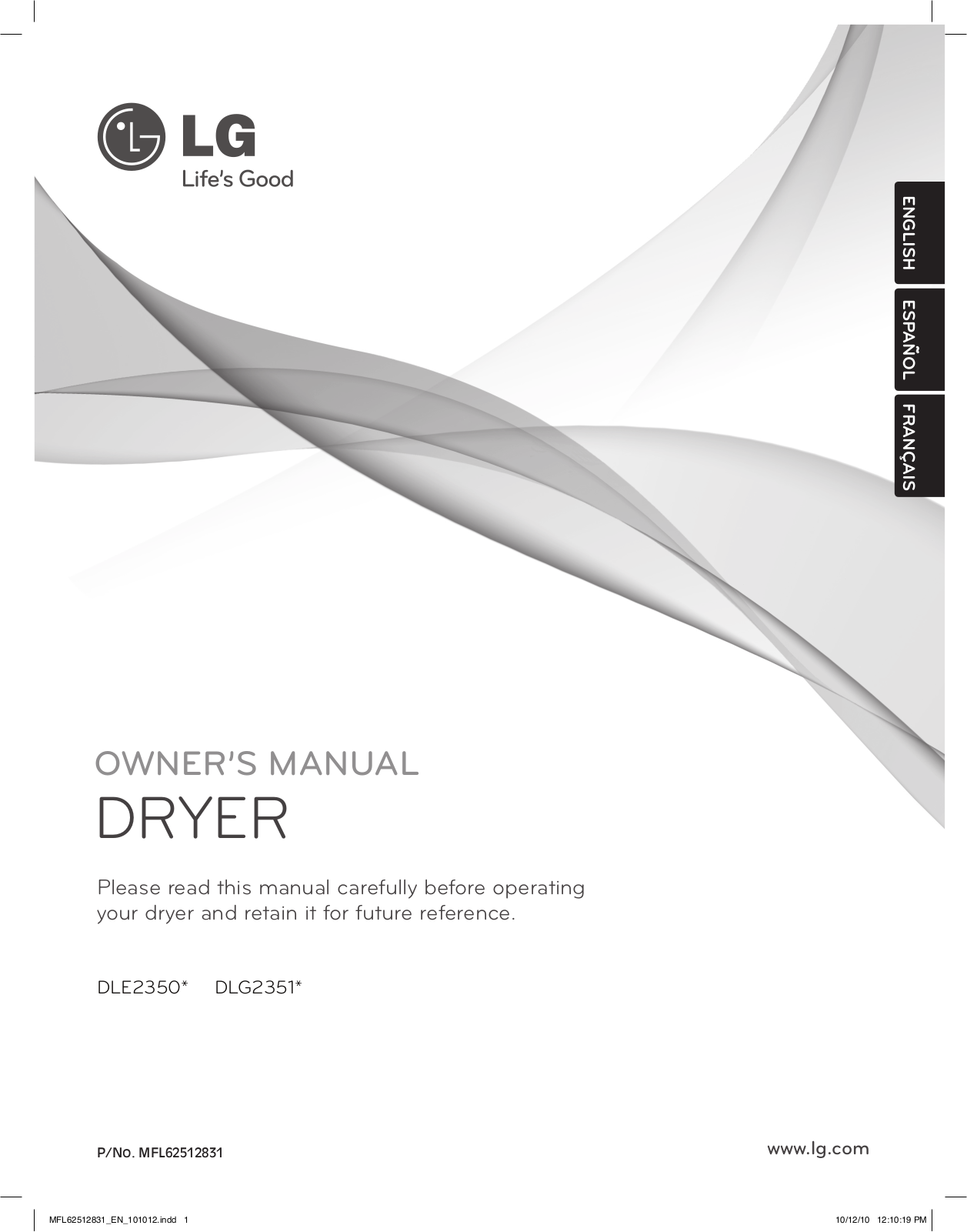 LG DLE2350W User Manual