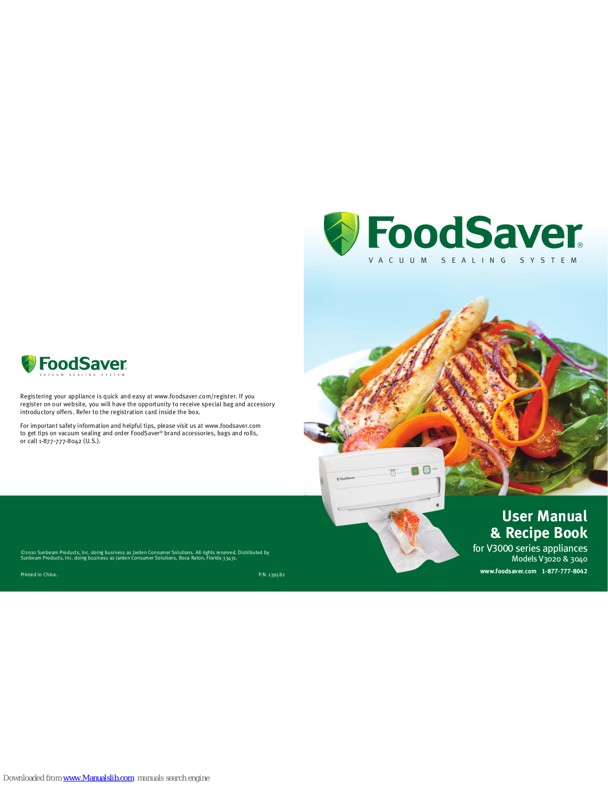 FoodSaver 3040, V3200 series, V3040 User Manual & Recipe Book