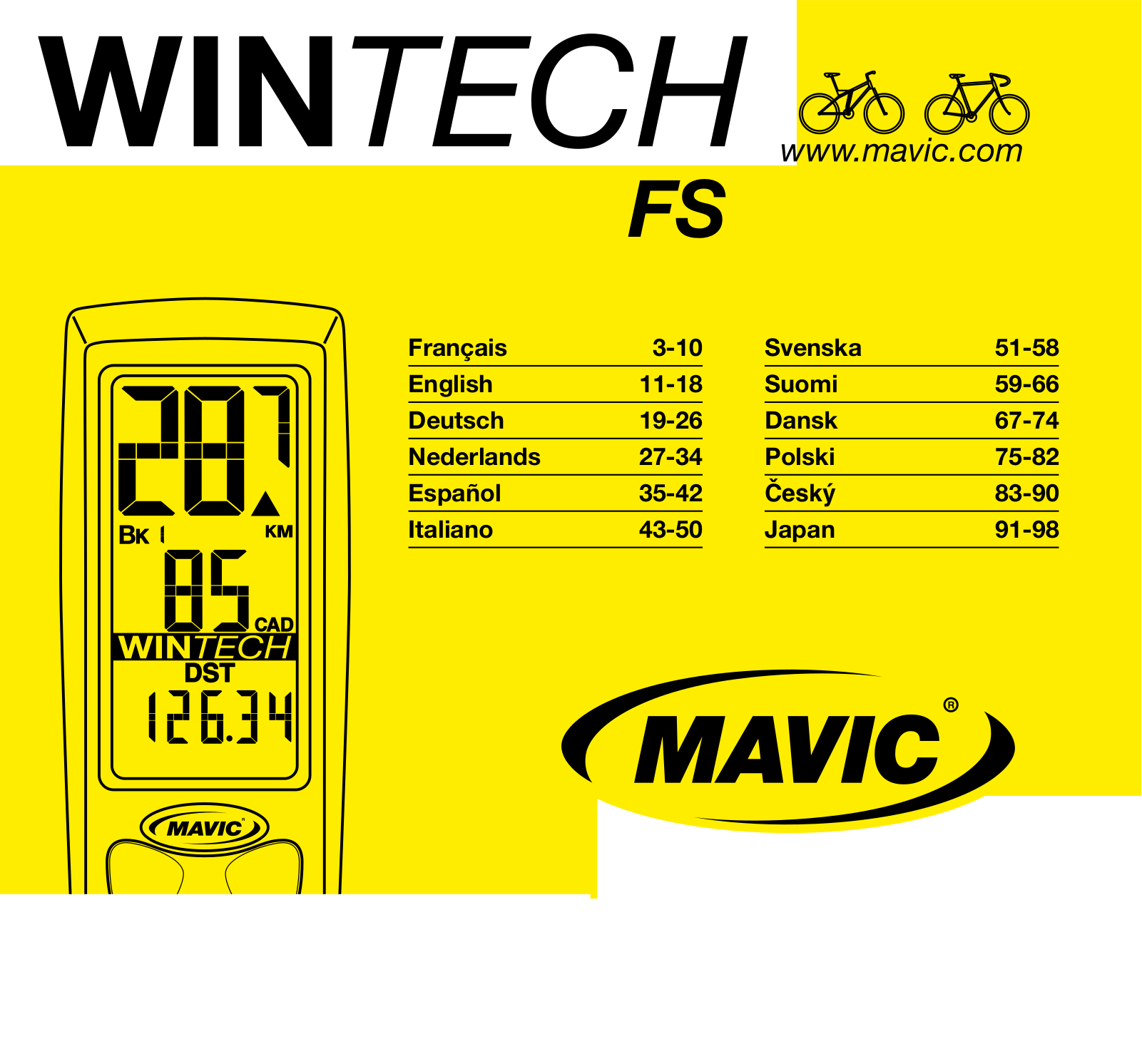 Cycling Mavic Wintech FS User Manual