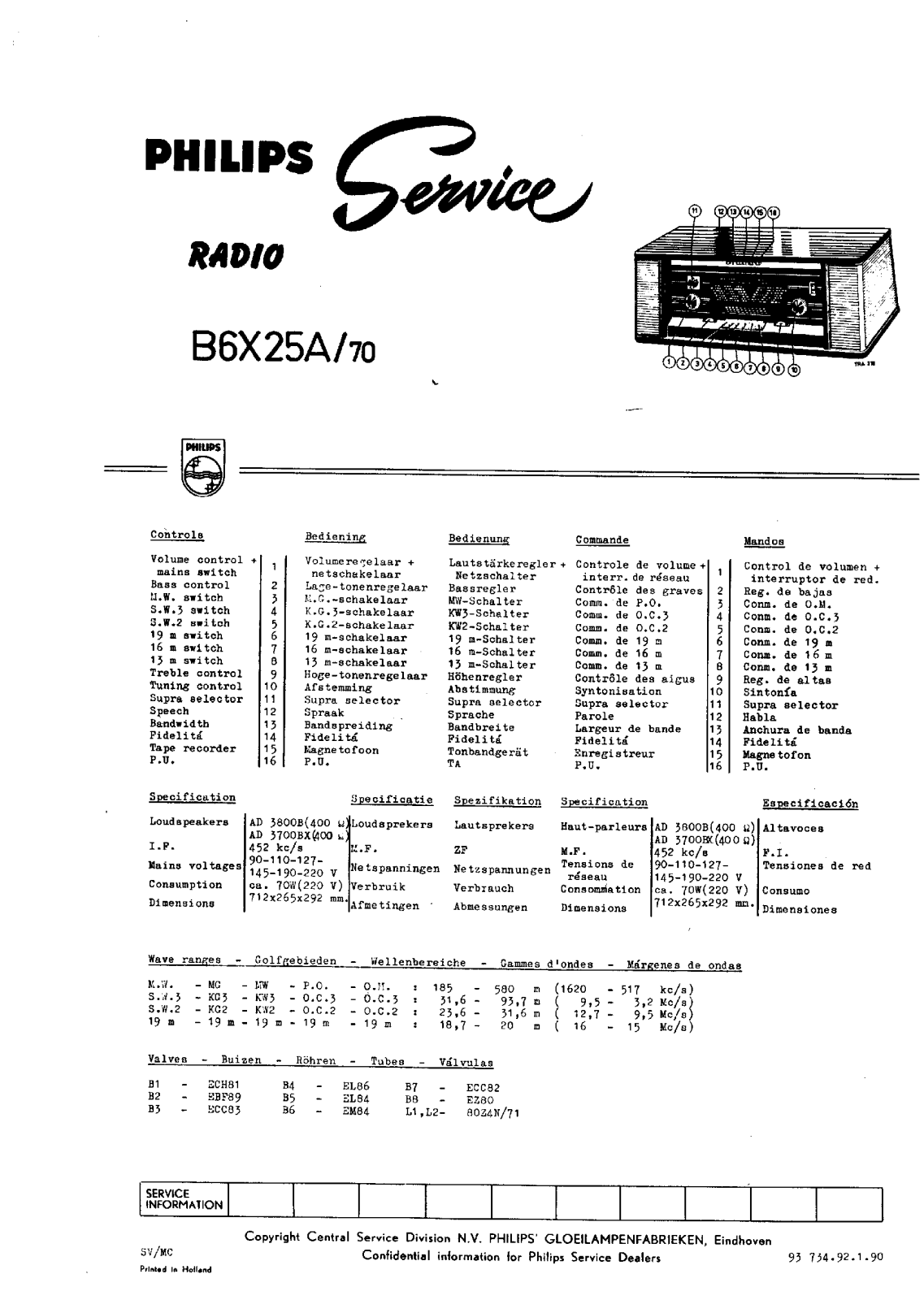 Philips B-6-X-25-A Service Manual