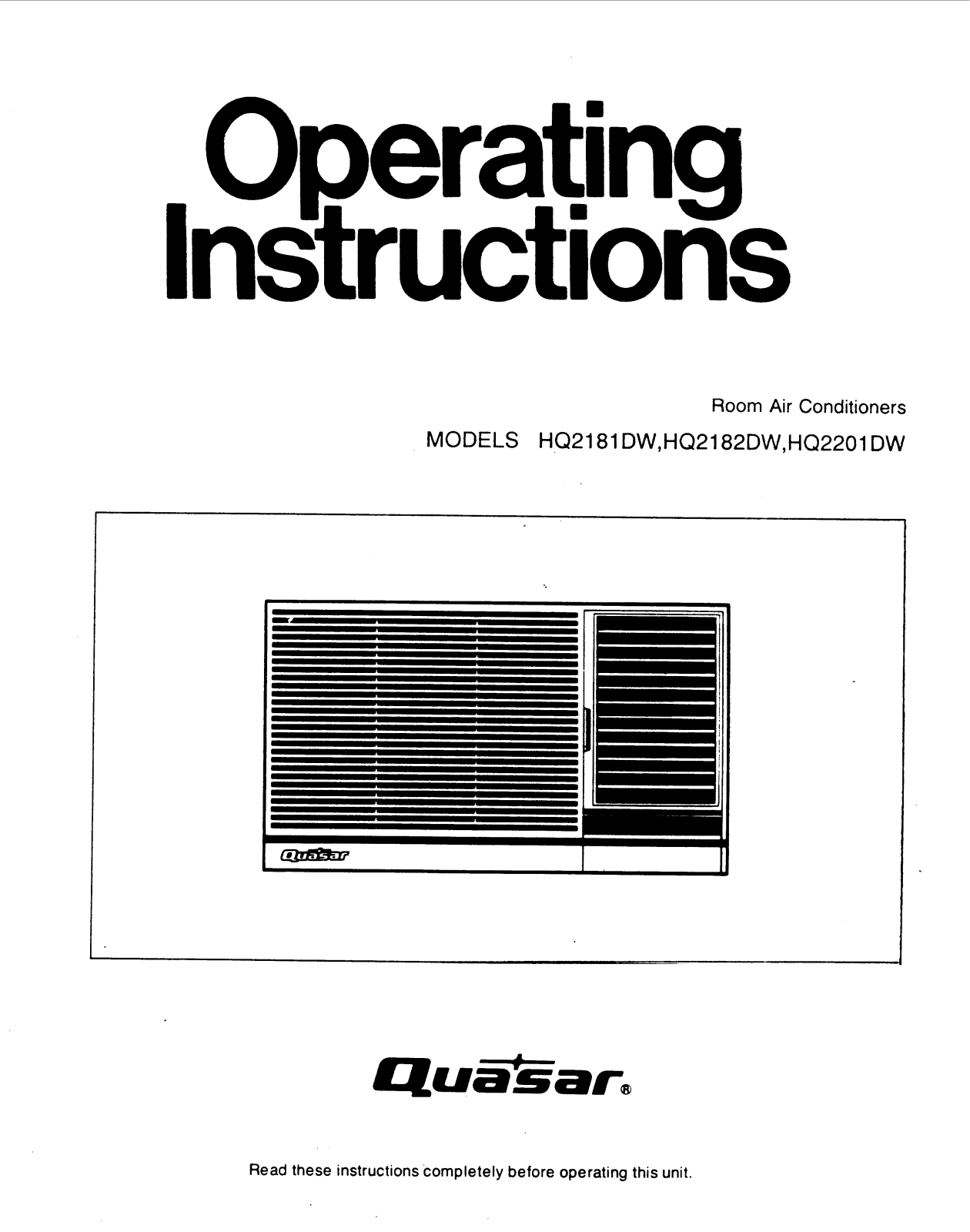 Panasonic hq-2181dw Operation Manual