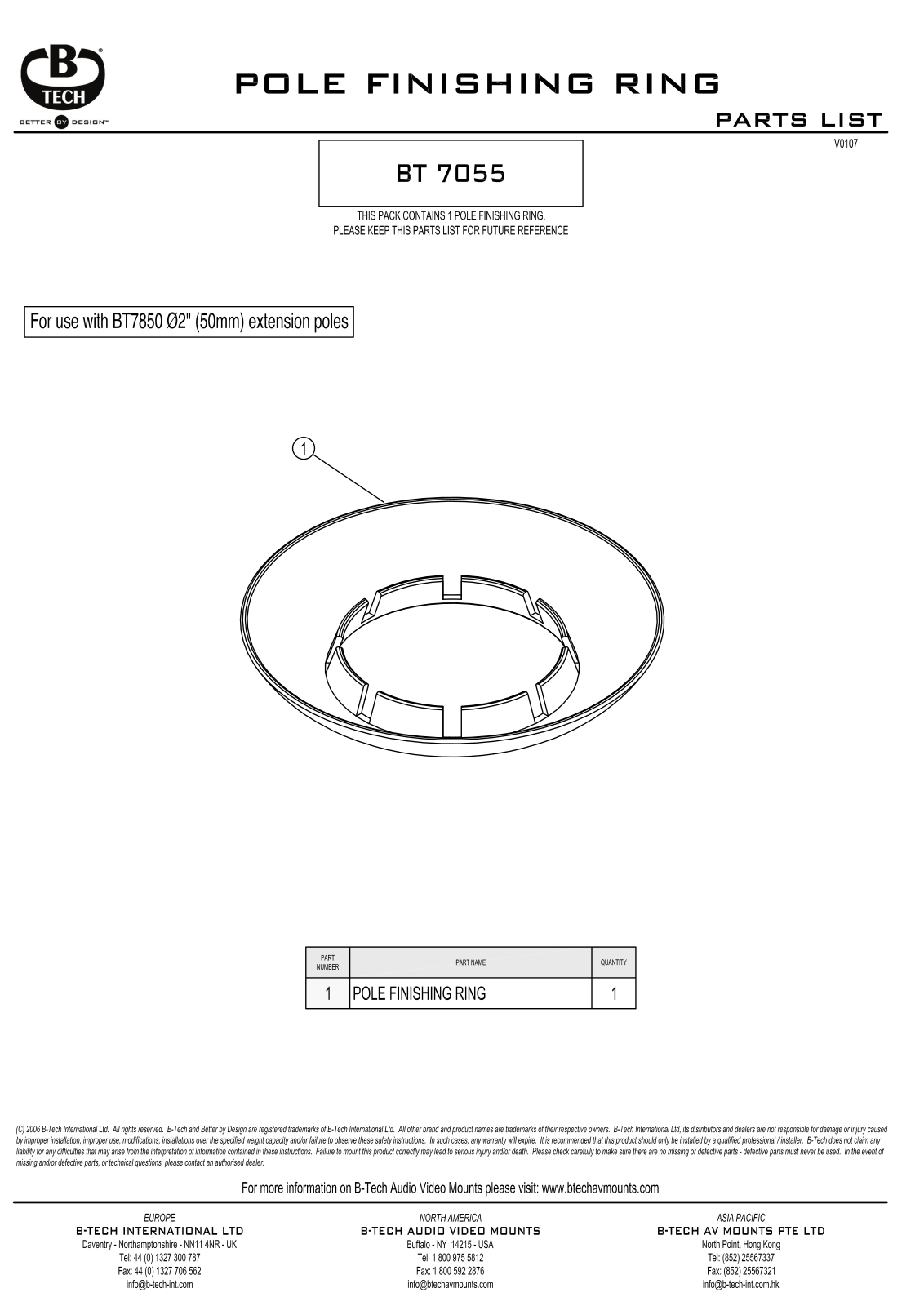 B-TECH BT7055/W Datasheet