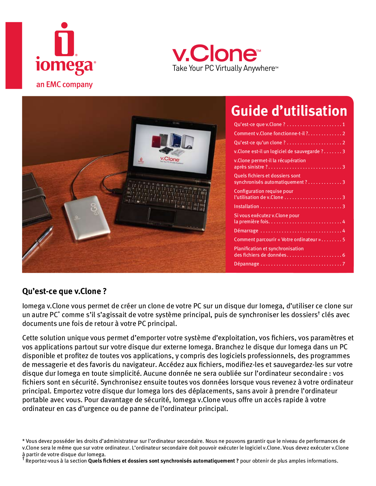 IOMEGA V.CLONE User Manual