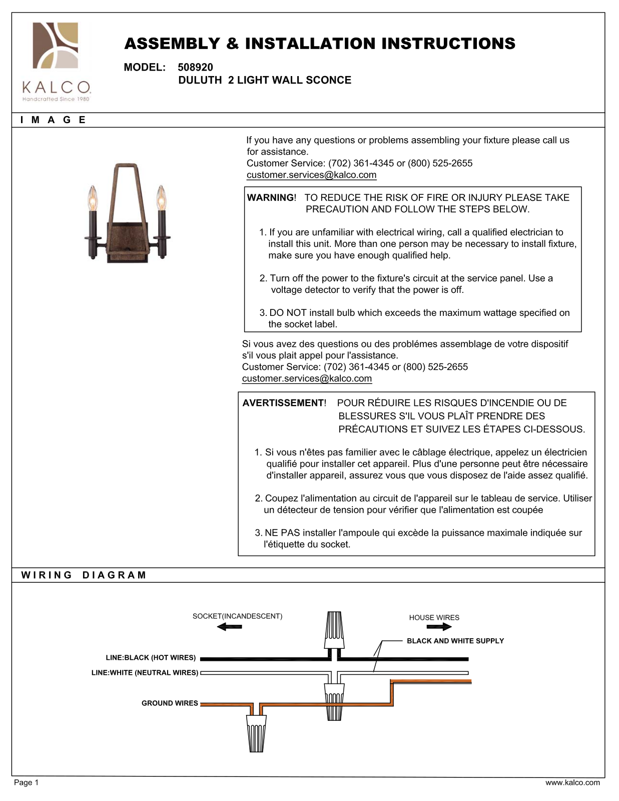 Kalco 508920SZ Assembly Guide