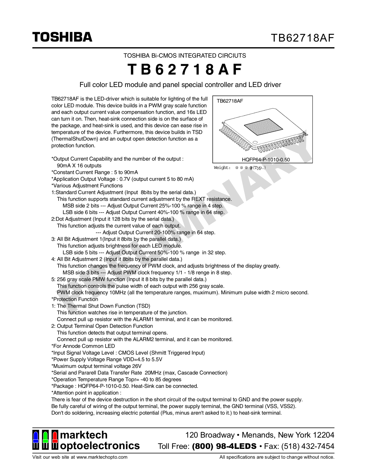 Marktech TB62718AF Datasheet