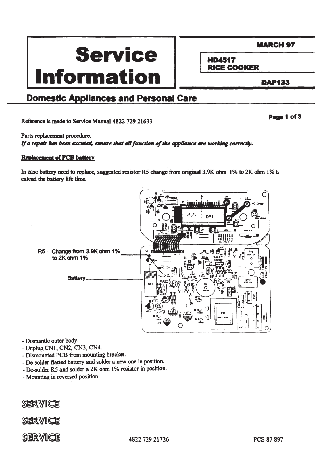 Philips HD 4517 Service Manual