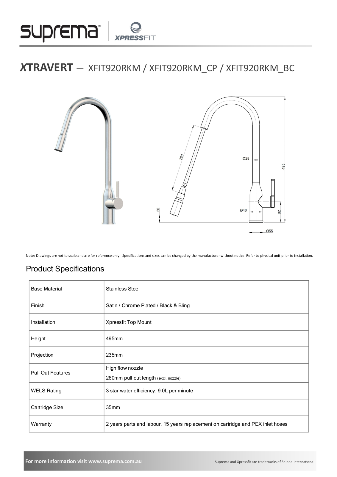 Suprema XFIT920RKM-CP, XFIT920RKM-BC Specifications Sheet