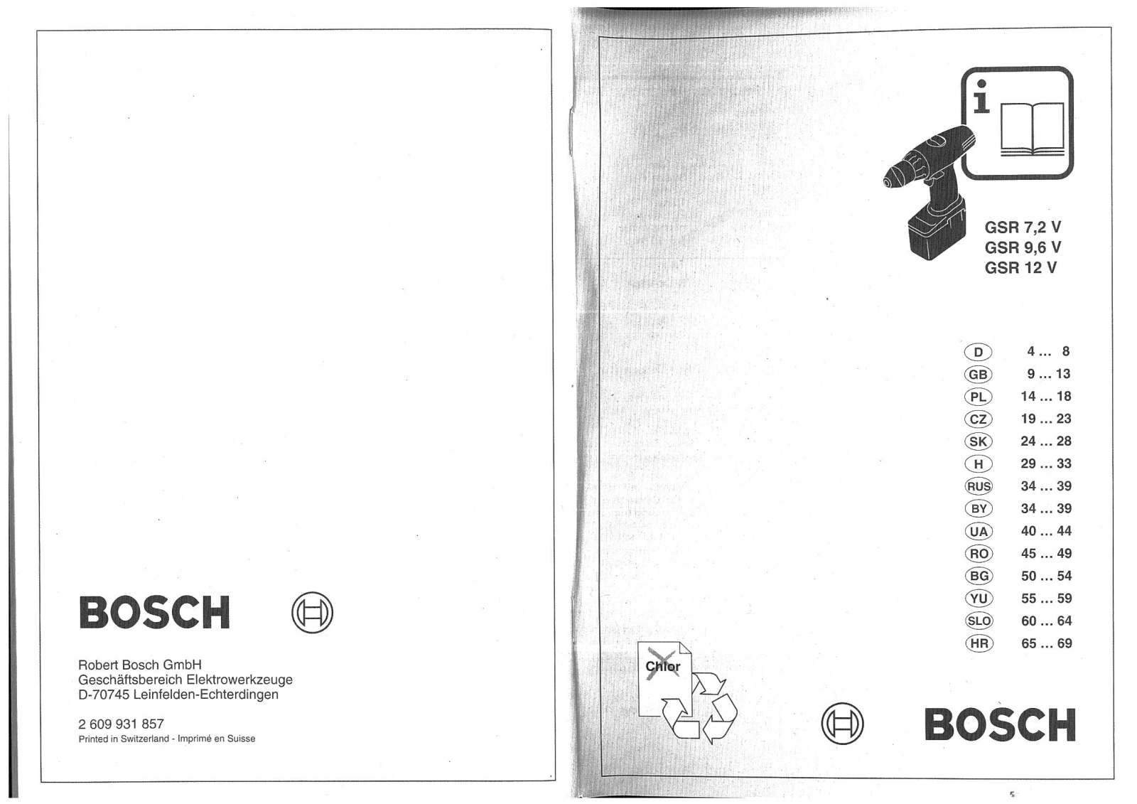 Bosch GSR 7.8V, GSR 9.6V, GSR 12 V User guide