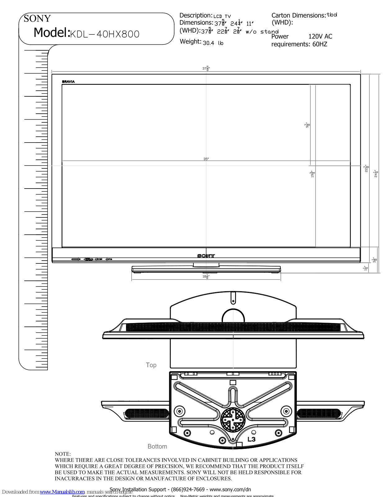 Sony KDL-40HX800 - 40