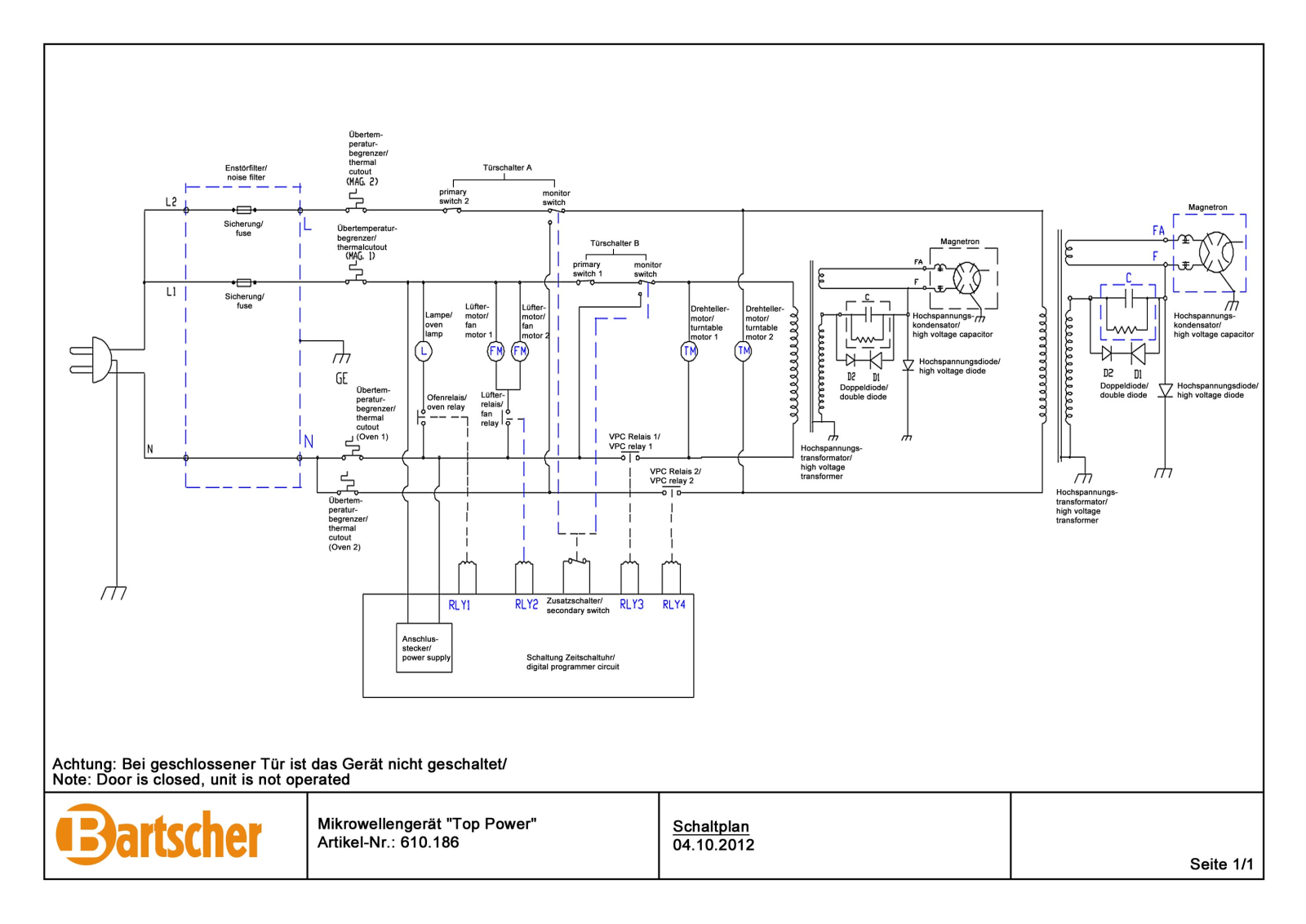 Bartscher 610186, Top Power Electrical schema