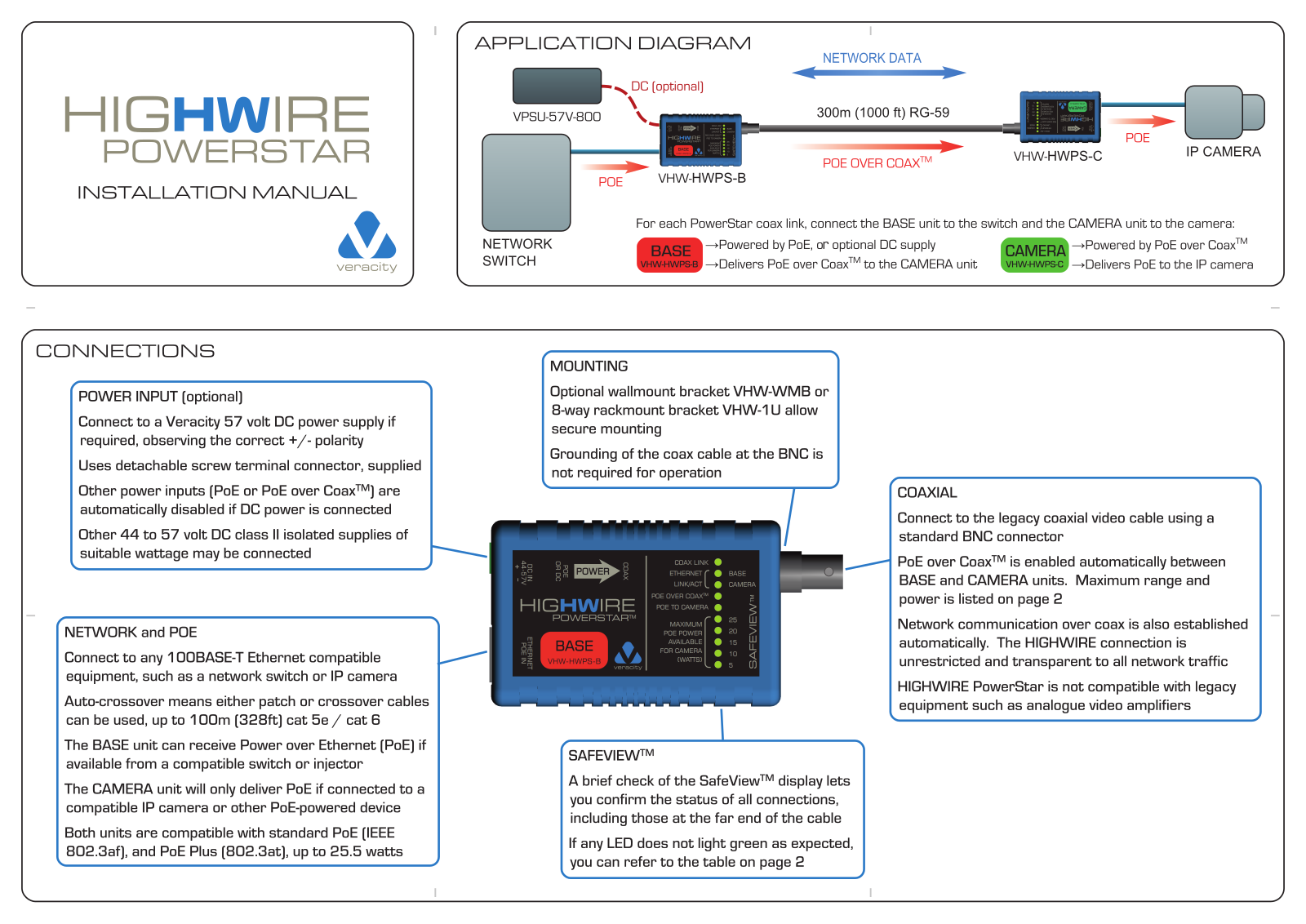 Veracity VHW-HWPS-C, VHW-HWPS-B User manual