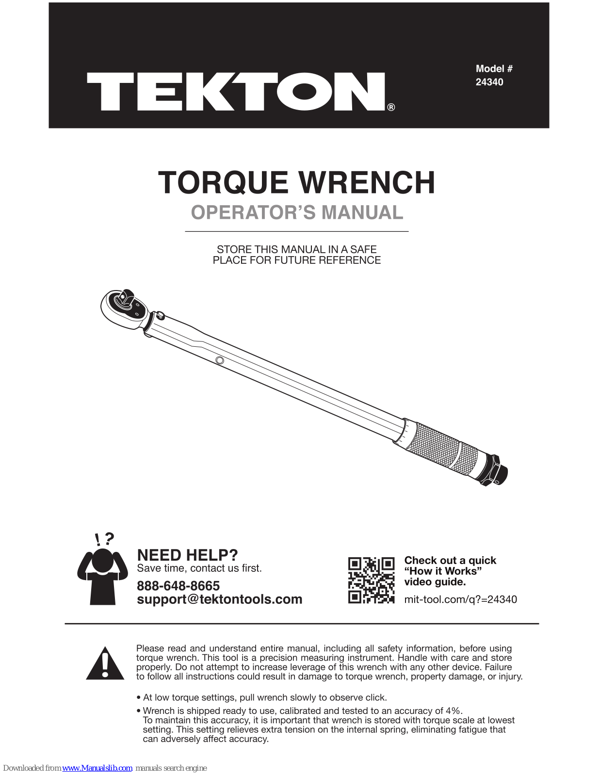 tekton 24340 Operator's Manual - ManualMachine.com