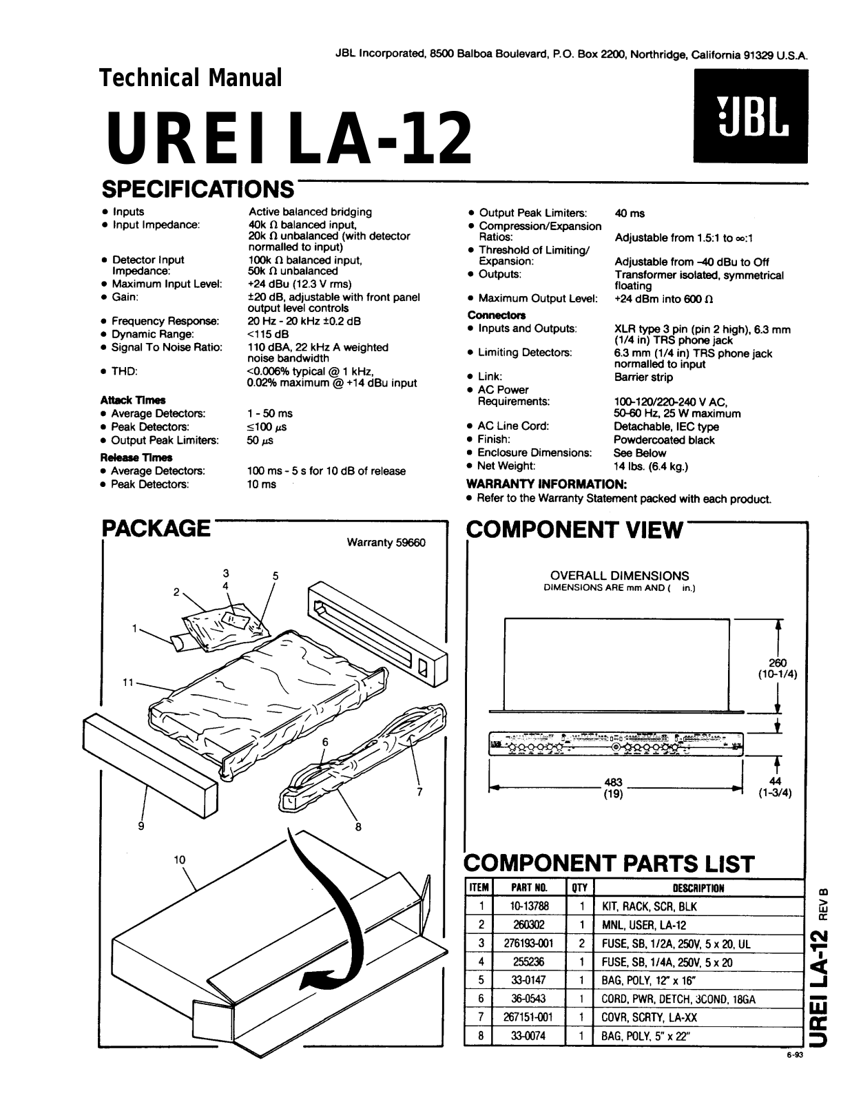 Urei LA12 Technical Manual - ManualMachine.com