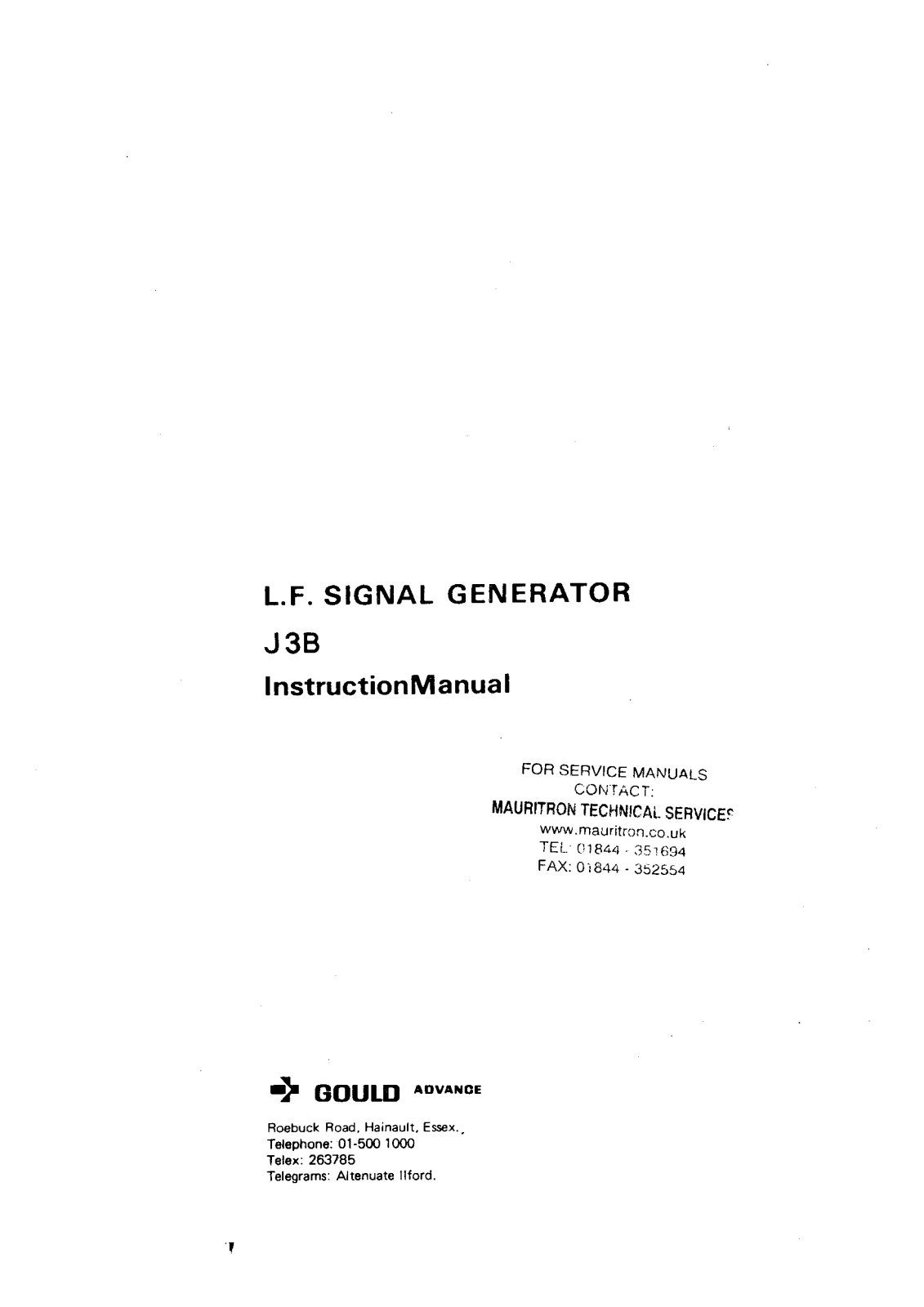 Gould Advance j3b Service Manual