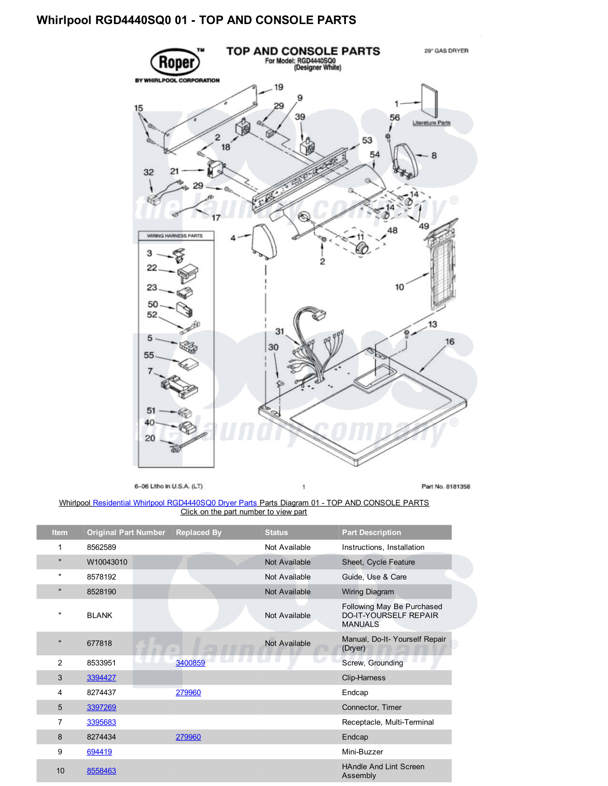 Whirlpool RGD4440SQ0 Parts Diagram