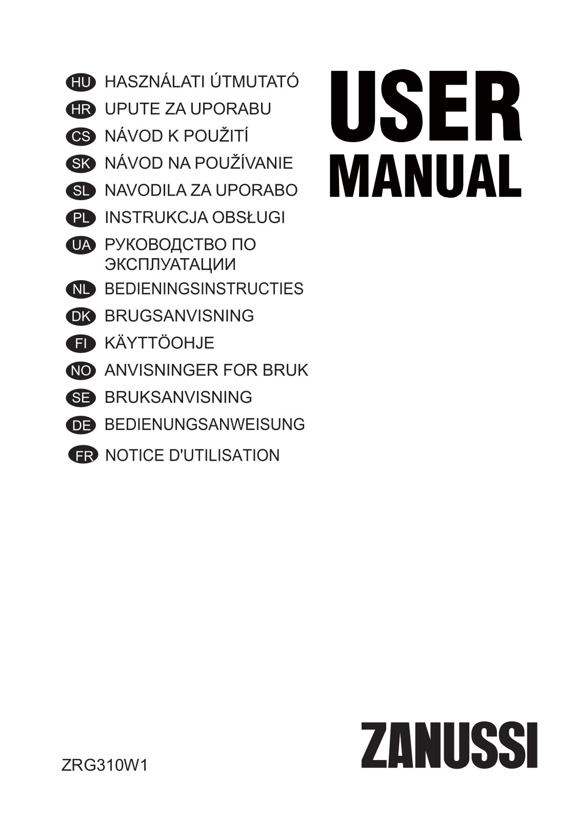 ZANUSSI ZRG310W User Manual