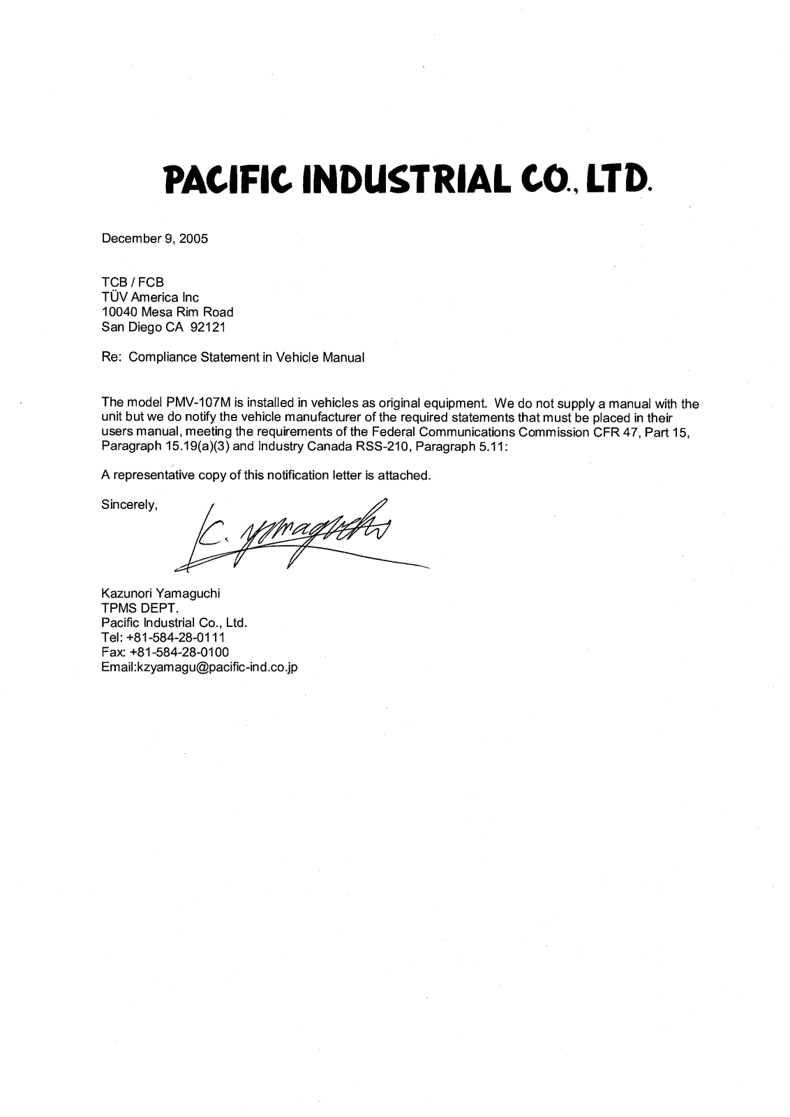 Pacific PMV107M User Manual