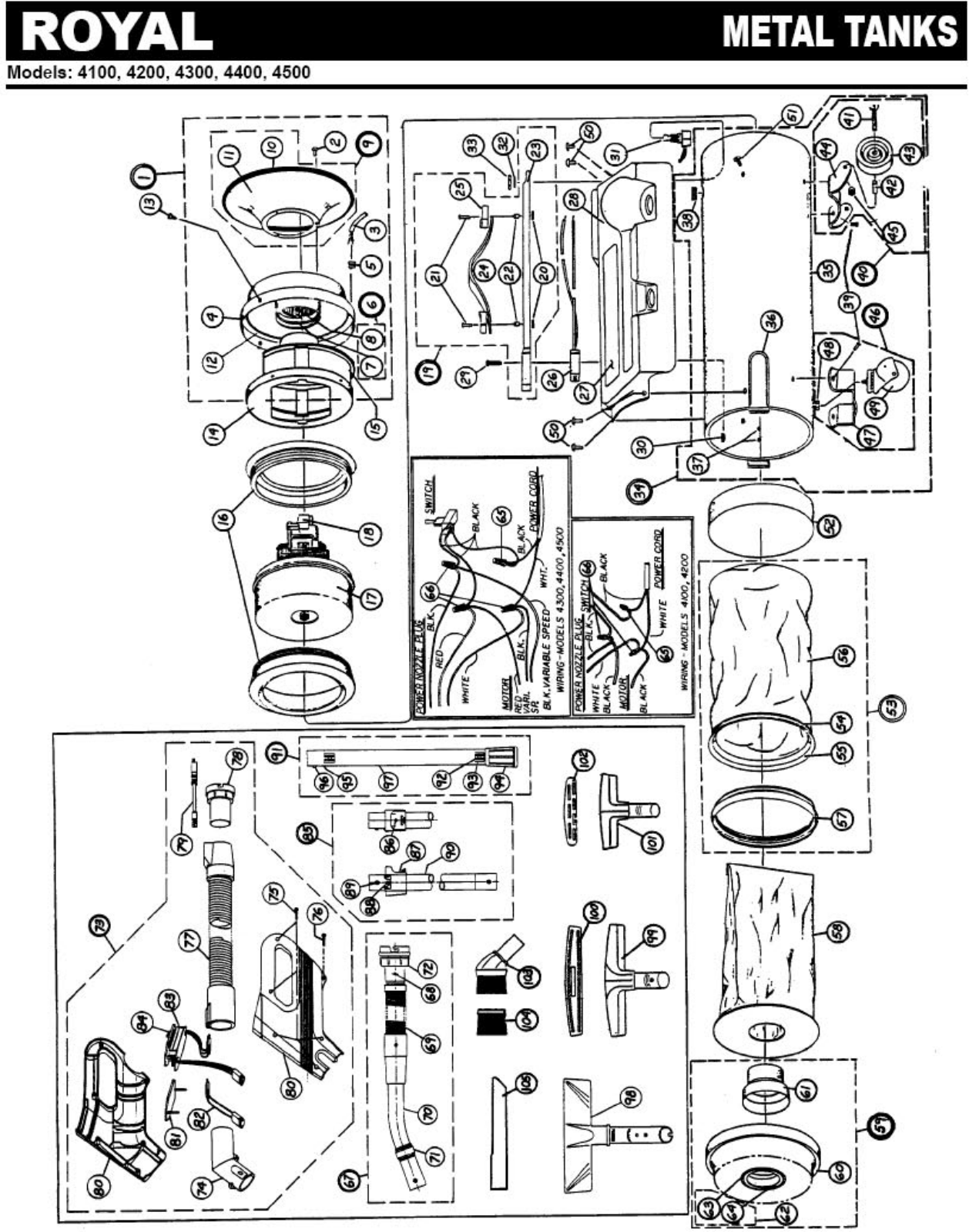 Royal 4100 Parts List