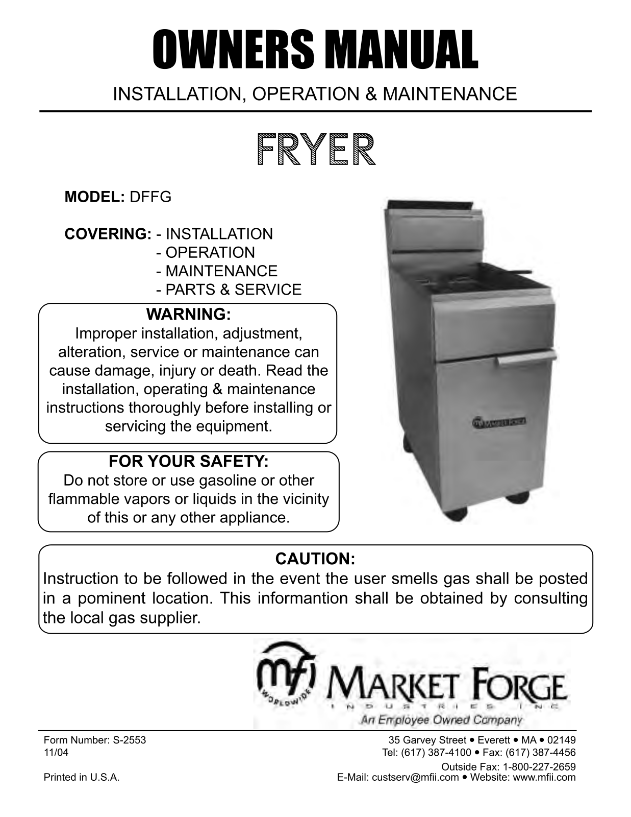 Market Forge DFFG Service Manual