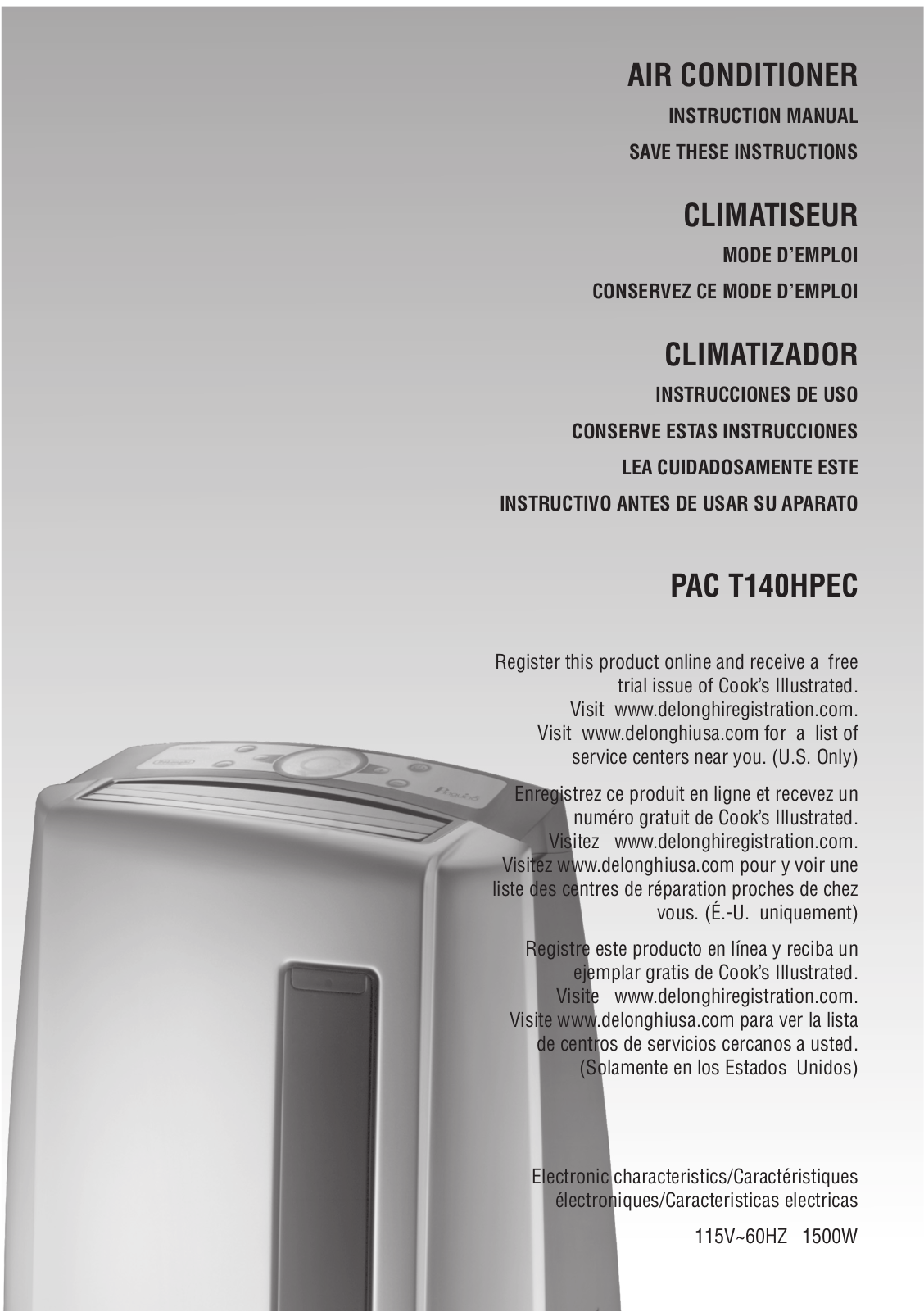 Delonghi PACT 140HPEC Instructions Manual