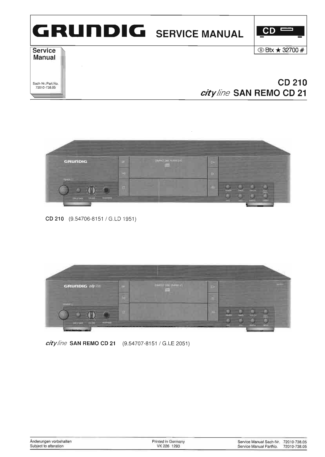 Grundig San-Remo-CD-21 Service Manual