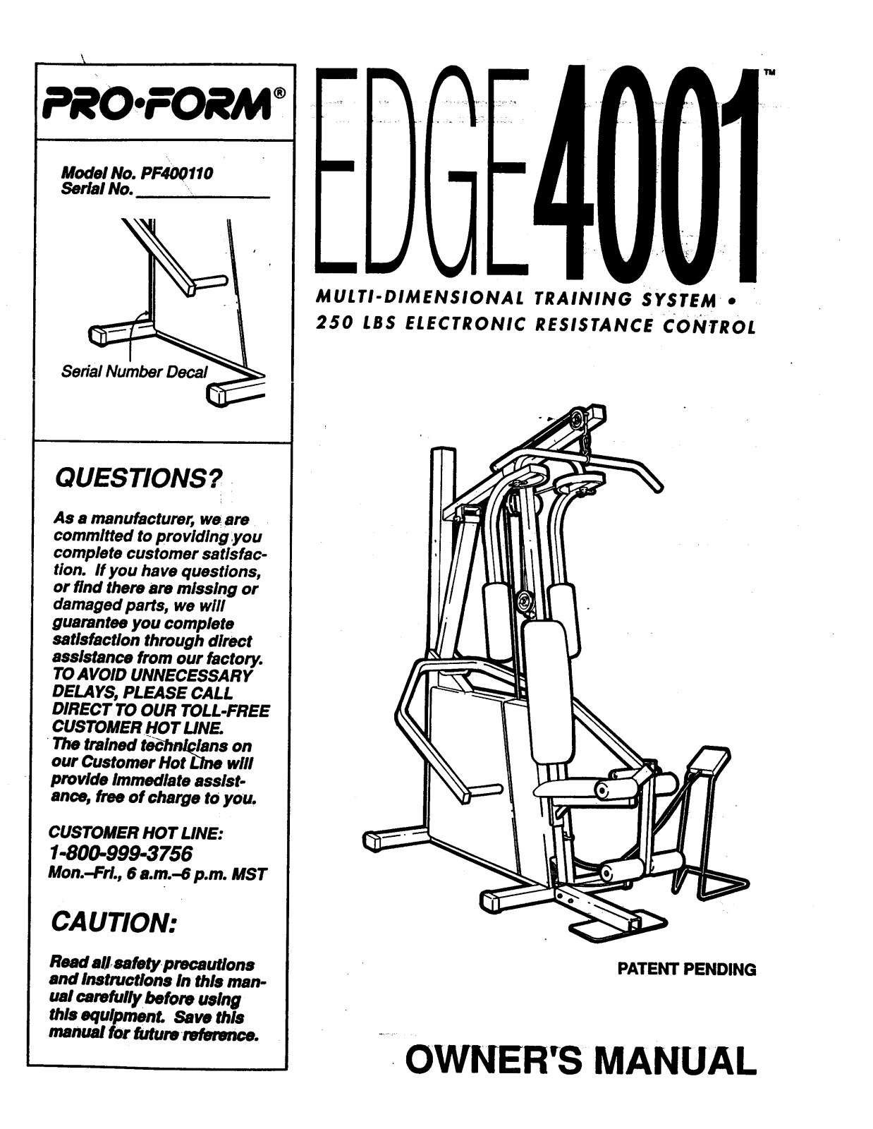 ProForm PF400110 User Manual