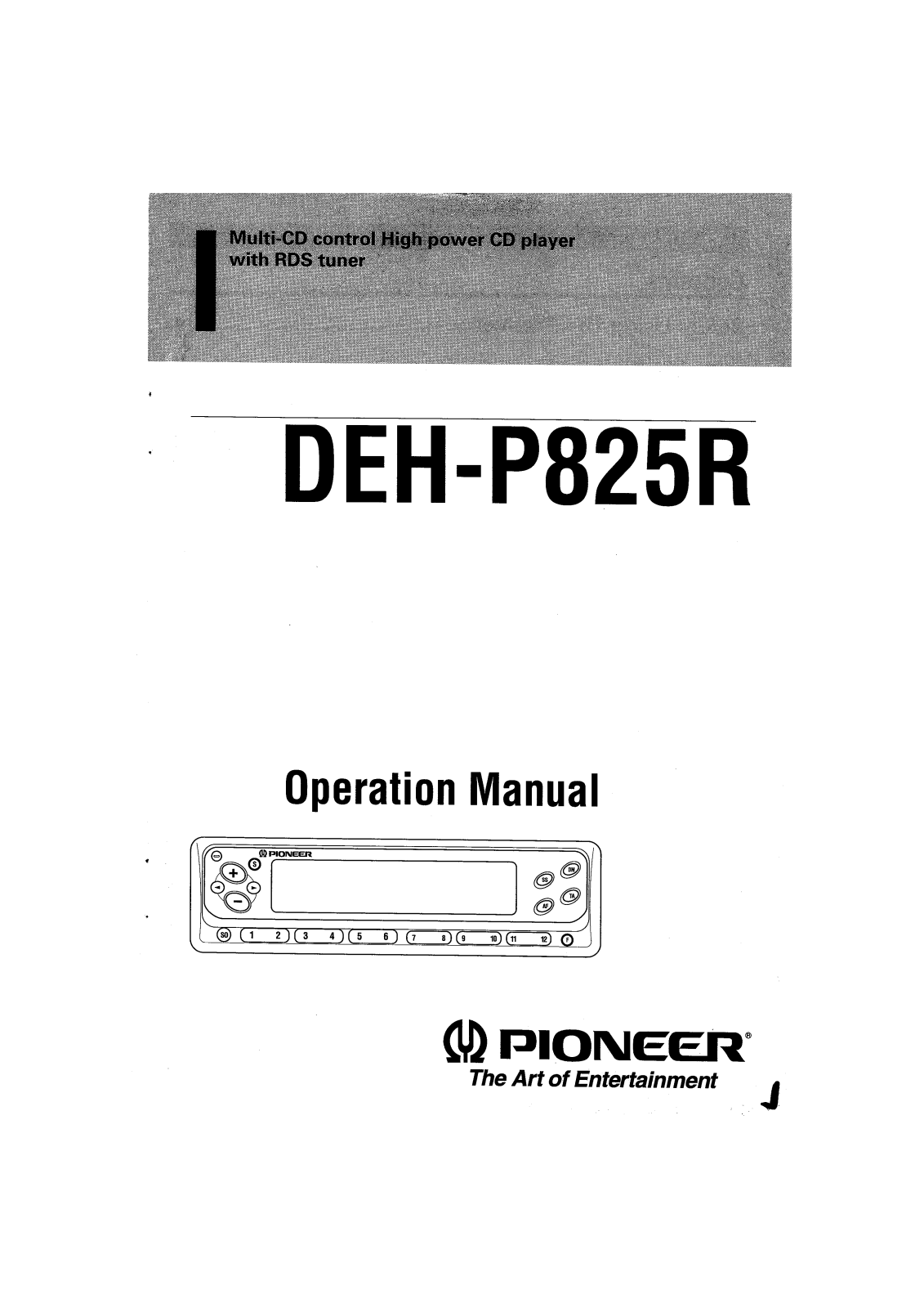 Pioneer DEH-P825R User Manual