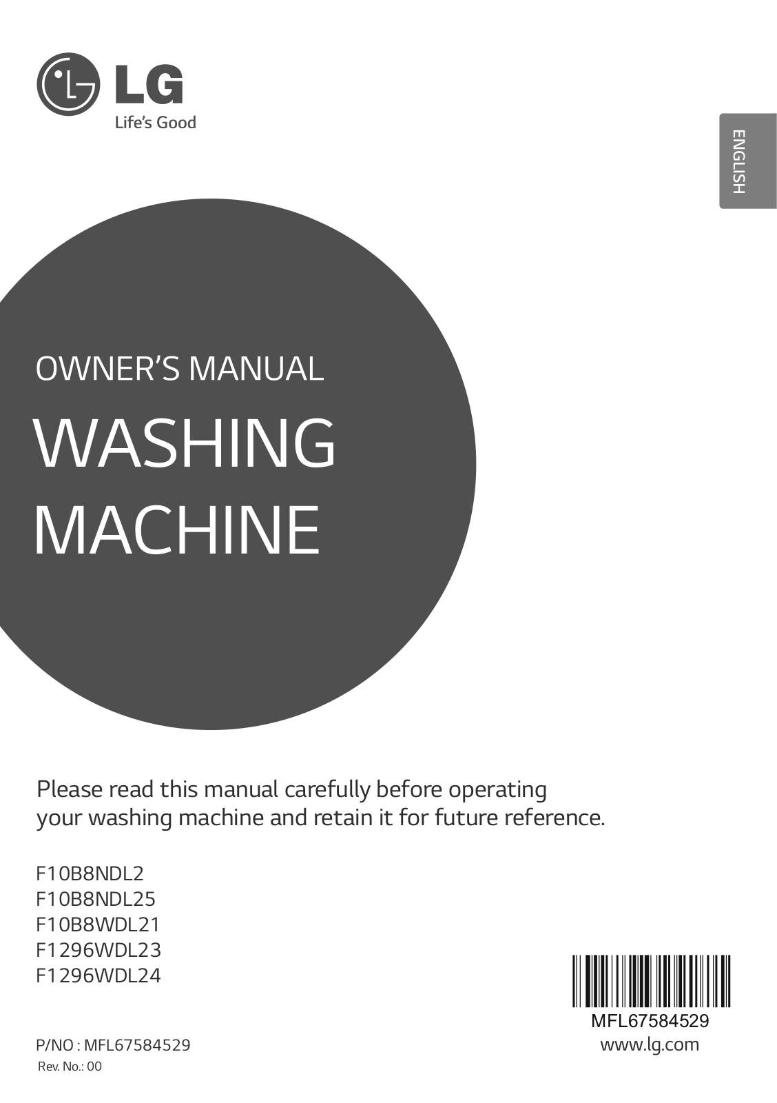 LG F10B8WDL21 Owner’s Manual