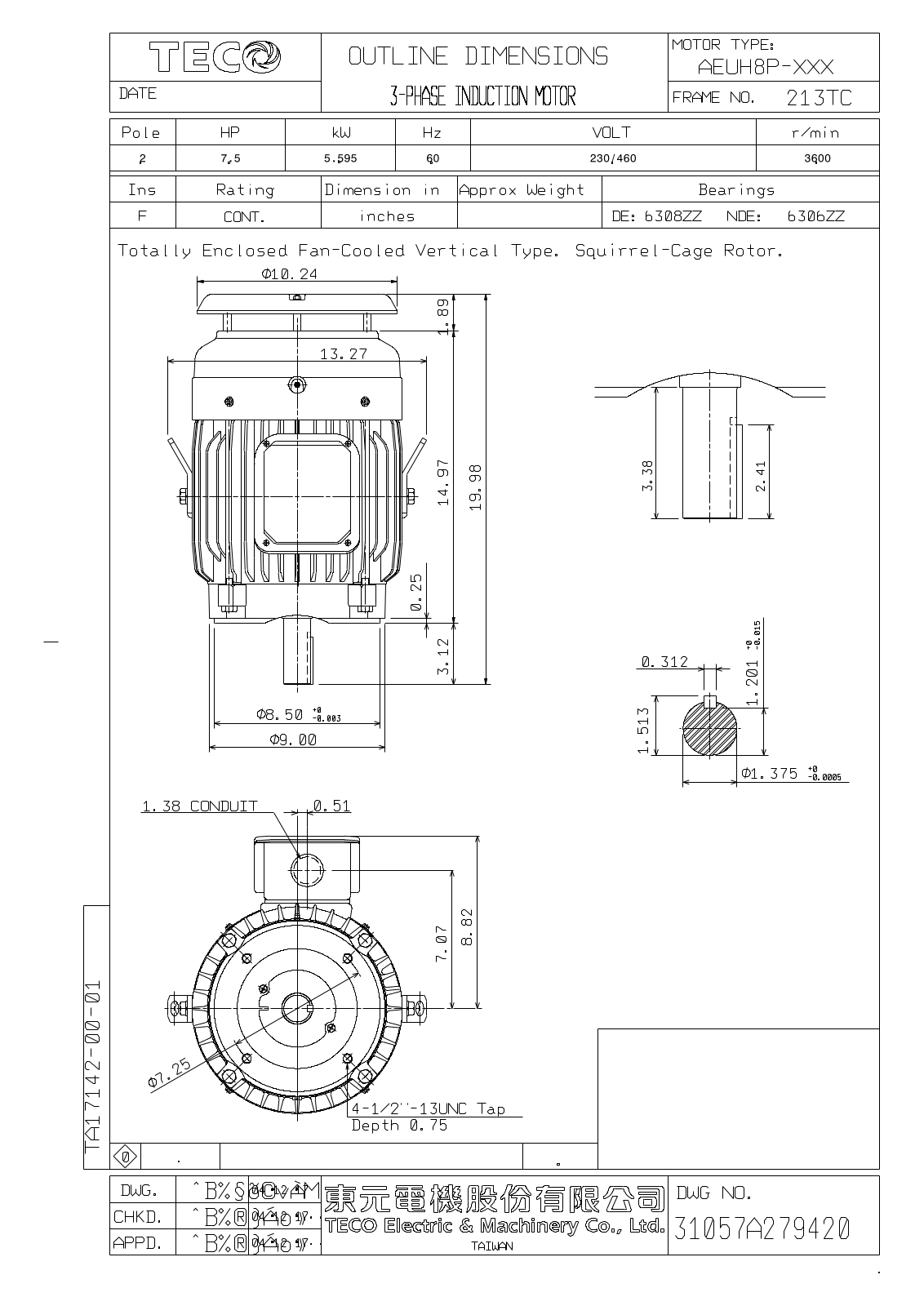 Teco NPV7/52C Reference Drawing