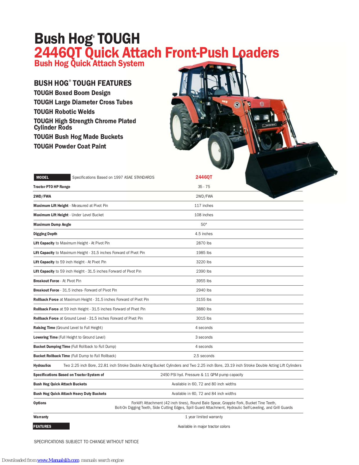 Bush Hog TOUGH 2446QT Specifications