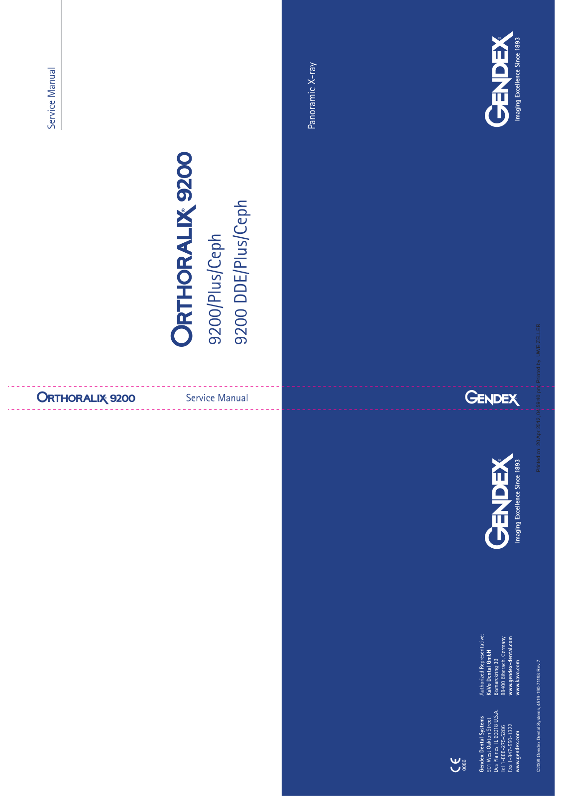 Gendex Othoralix 9200 Service manual