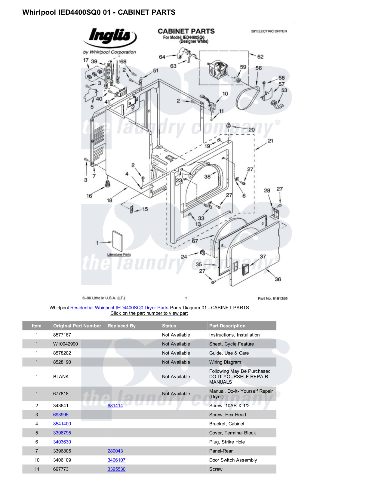 Whirlpool IED4400SQ0 Parts Diagram