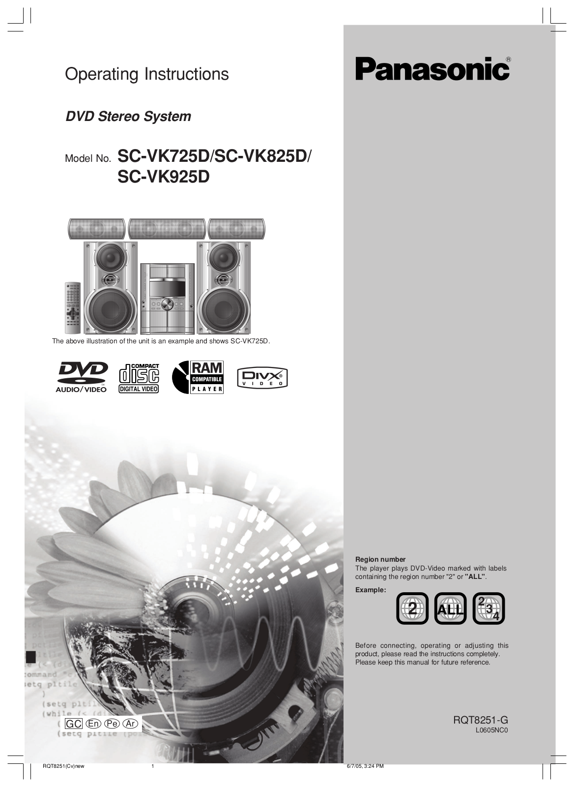 Panasonic SC-VK725D, SC-VK825D User Manual