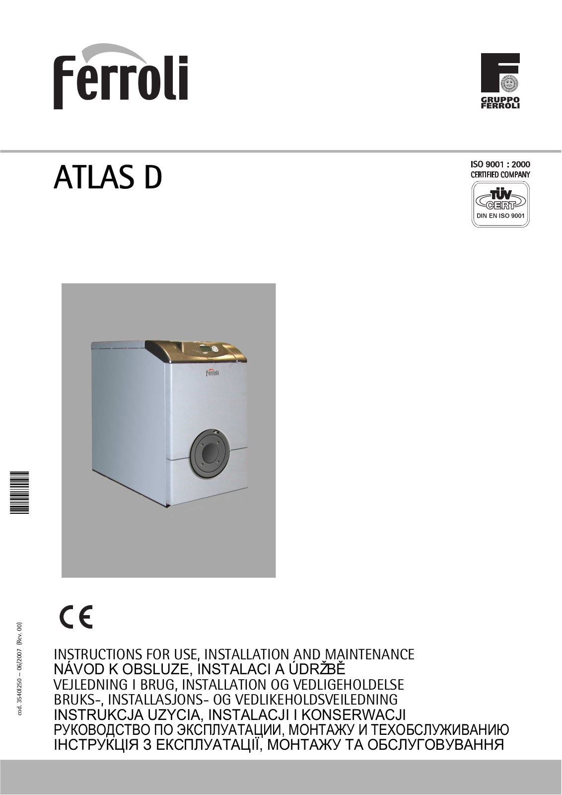 Ferroli Atlas D 42, Atlas D 30, Atlas D 55, Atlas D 70, Atlas D 87 User Manual