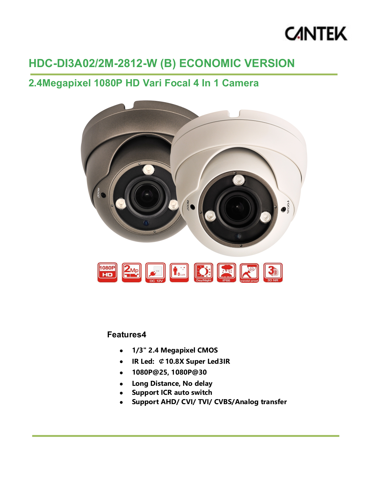 Cantek CT-HDC-DI3A02-2M-2812-B Specsheet