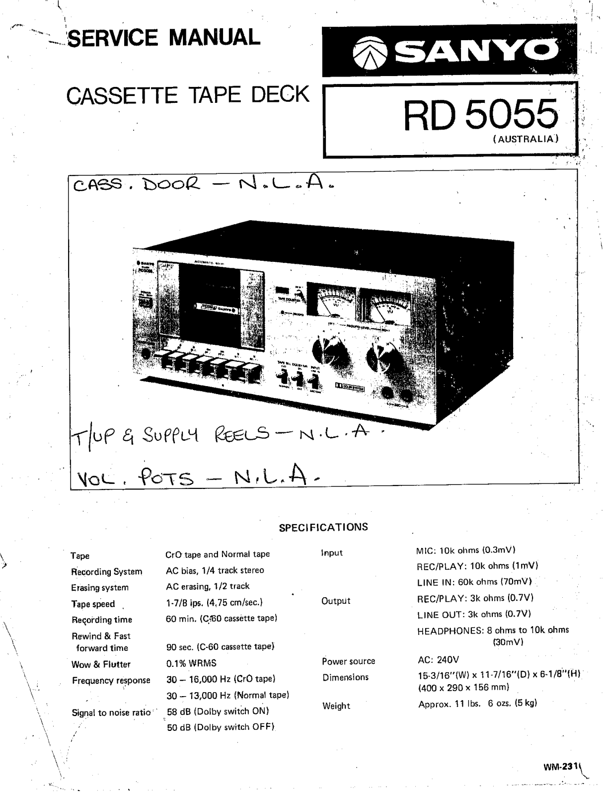 Sanyo RD-5055 Service manual